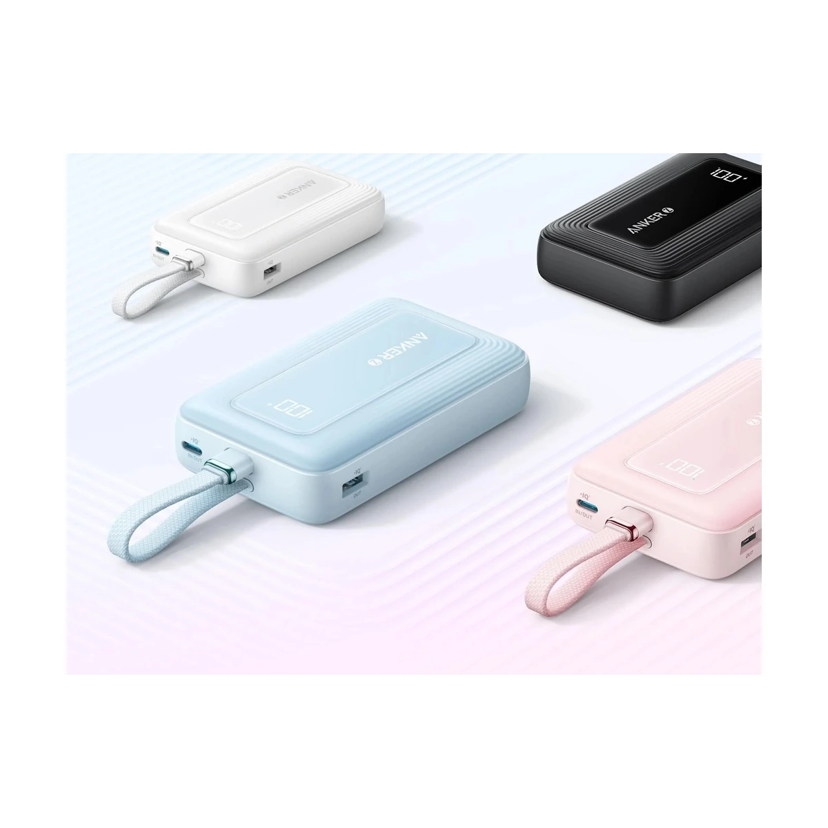 Anker Zolo Power Bank Built -In USB-C Cable 20K Black