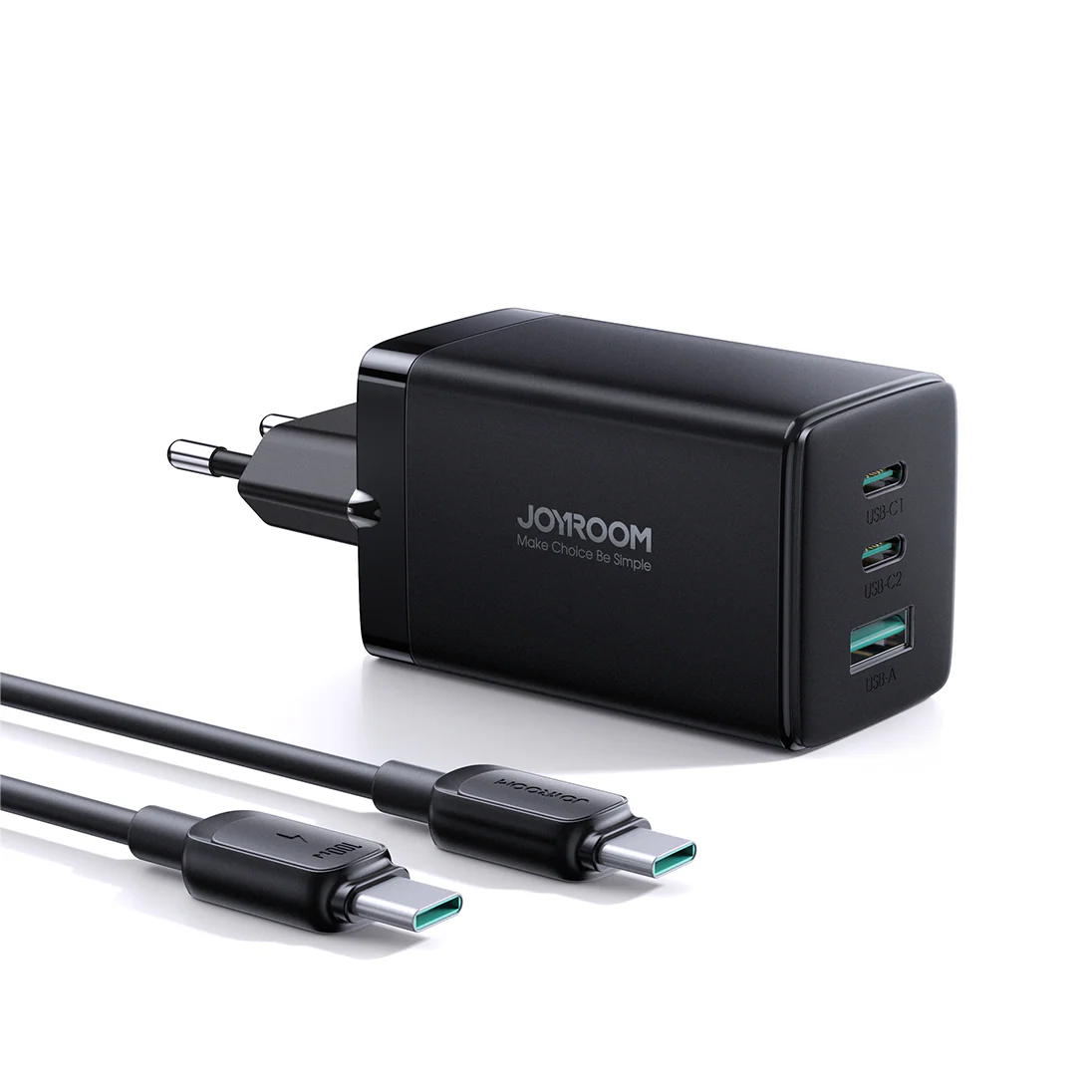 JoyRoom 65W 3-Port Gan Charger With Cable Type-C 1.2m