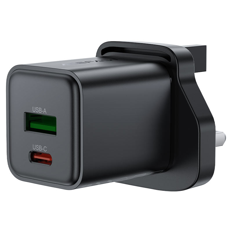 AceFast 30W USB-C & USB -A Charger Black