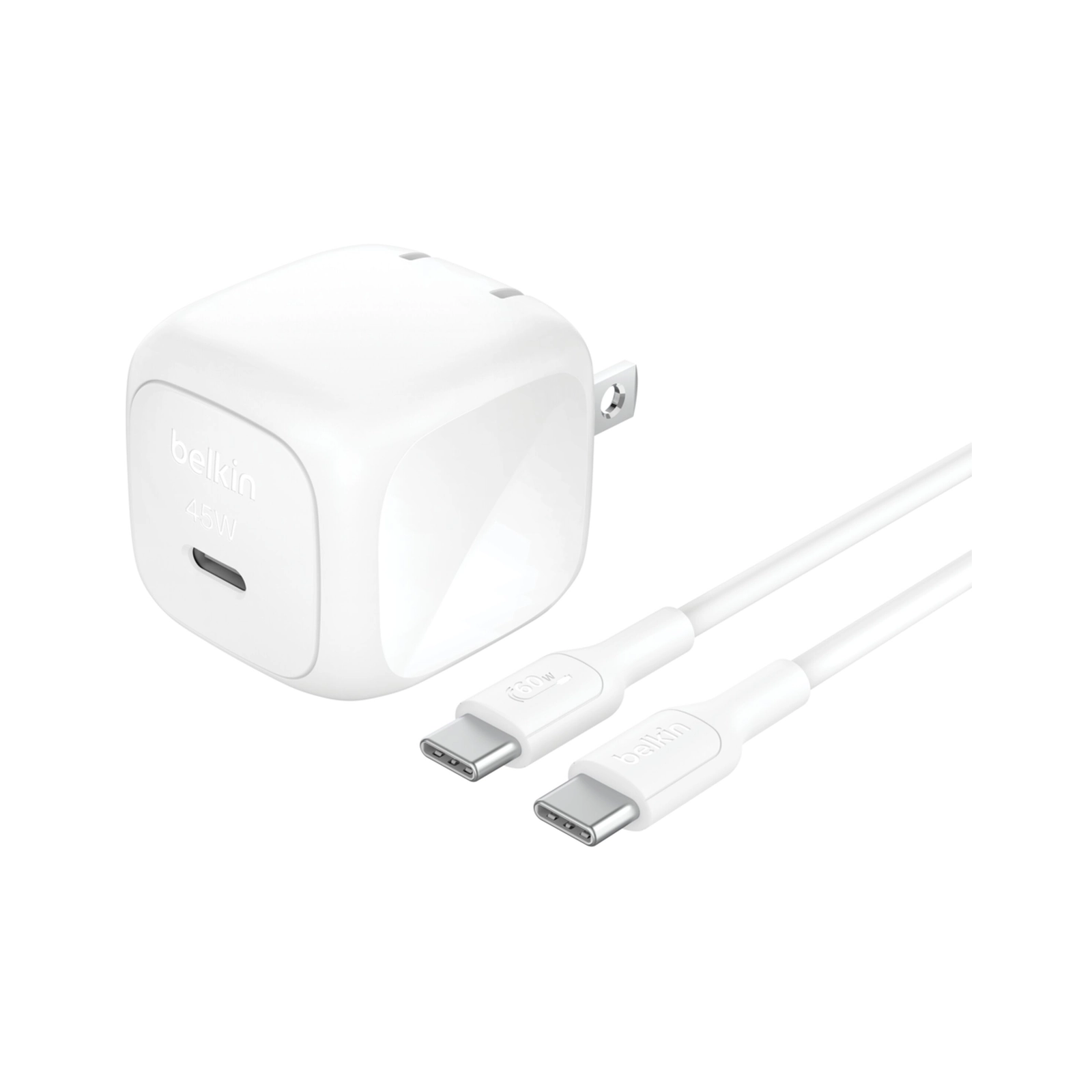Belkin BoostCharge Compact USB-C Wall Charger 45W + USB-C to USB-C Cable 1m - White