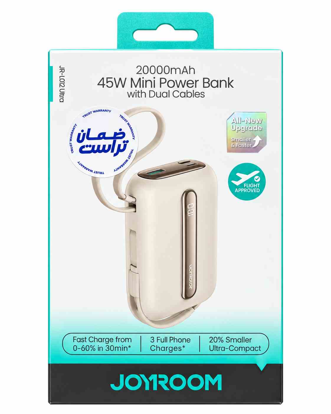 JOYROOM JR-L012 Ultra Mini Power Bank 20000mAh – 45W with Dual Built-In Cables