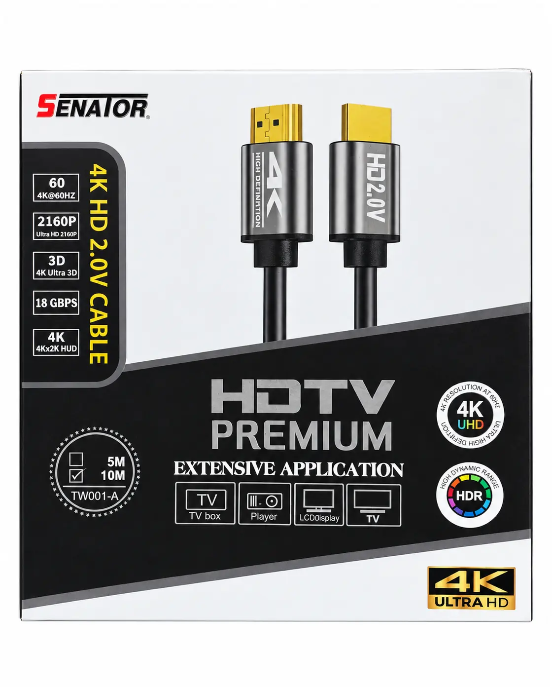 SENATOR TW001-A 4K HDMI Cable - 10M - 4K 60Hz