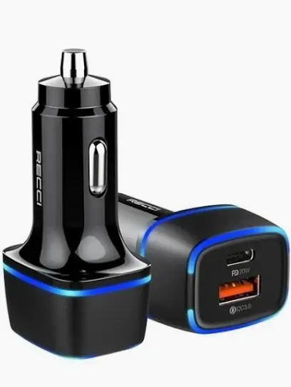 Recci Car Charger USB-C + 2 USB-A PD 33W