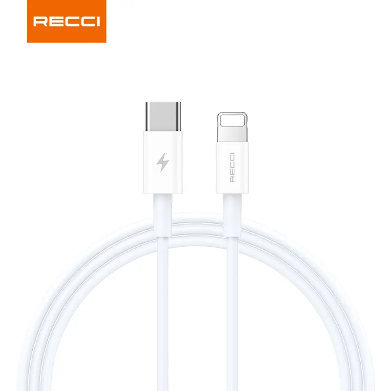 Recci Data Cable USB-C To Lightning Cable 1m White